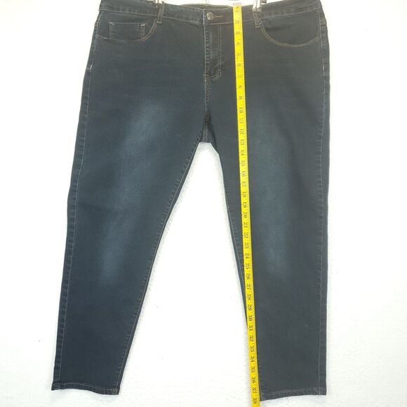 Cotton Farm Skinny Jeans Women 20 Mid Rise Blue Stretch Dark Wash 5 Pockets - Picture 3 of 13